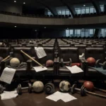Quadra esportiva abandonada no DF evidenciando falta de investimentos em educação física