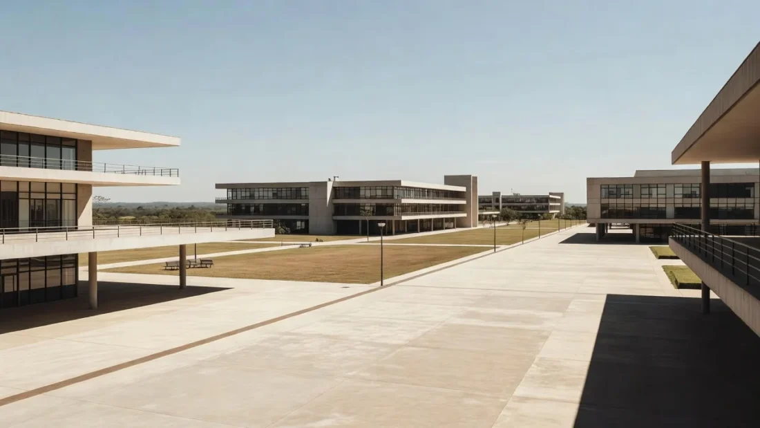 Campus da UnDF em Brasília com prédios e áreas sem expansão