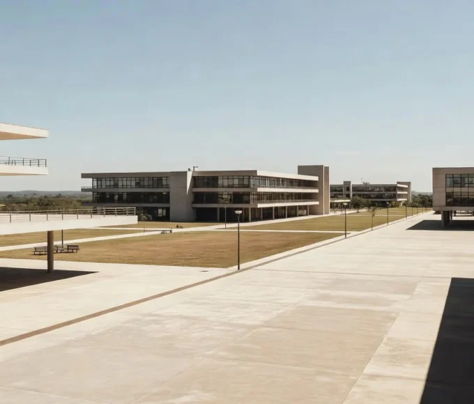 Campus da UnDF em Brasília com prédios e áreas sem expansão