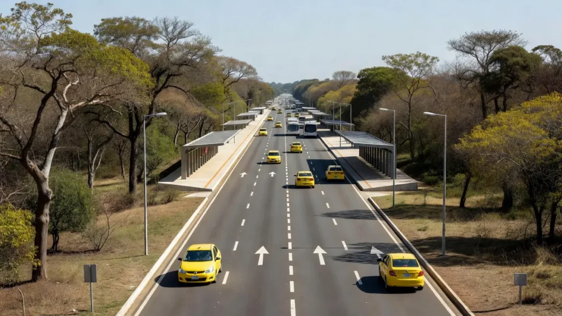 Táxis no corredor do BRT Sul em Brasília