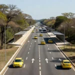 Táxis no corredor do BRT Sul em Brasília