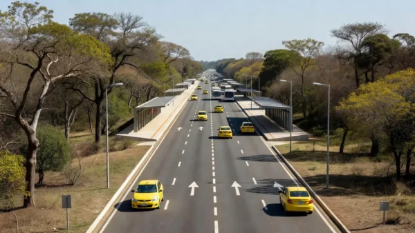Táxis no corredor do BRT Sul em Brasília