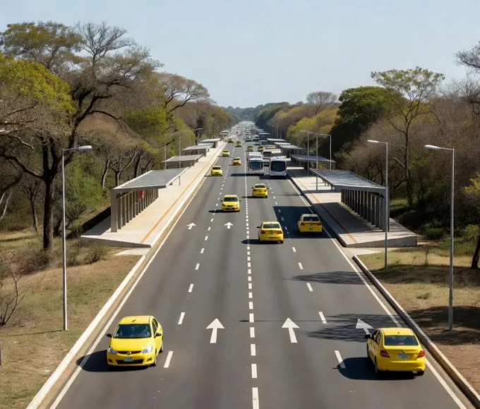 Táxis no corredor do BRT Sul em Brasília