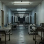 Via deserta no DF com hospital ao fundo representando insegurança
