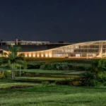 Centro cultural Sesc-DF iluminado para evento cultural em Brasília