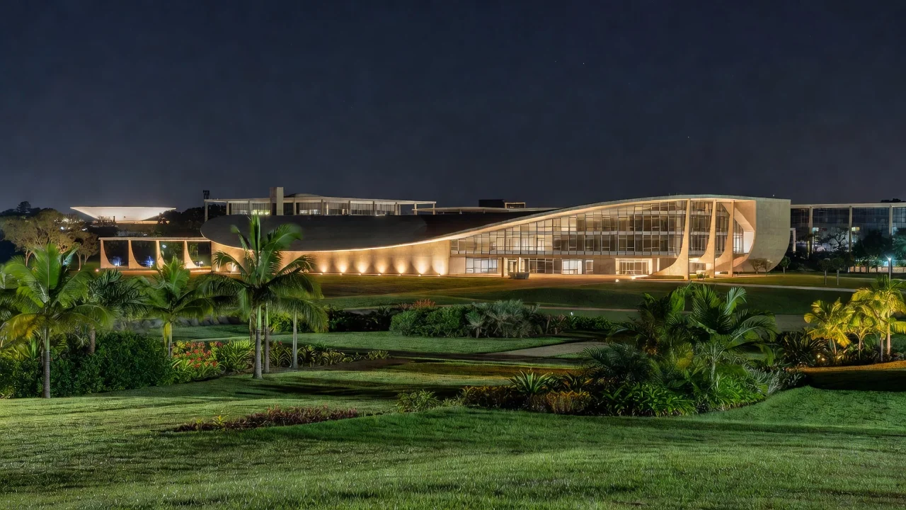 Centro cultural Sesc-DF iluminado para evento cultural em Brasília