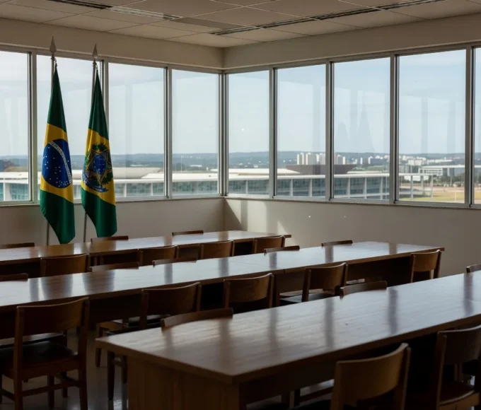 Sala de reuniões em prédio público em Brasília representando decisão política do PSD-DF